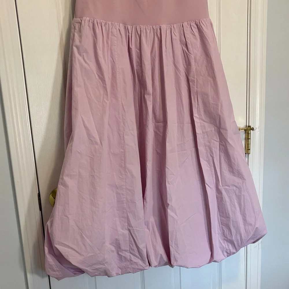 Abercrombie & Fitch Pink Mixed Fabric Bubble Hem Midi Dress Size XL – Excellent - Picture 2 of 14